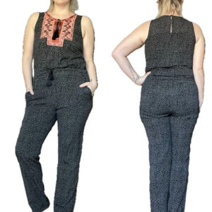 NANA BAILA PARIS Argentina Embroidered Polka Dot Lightweight Jumpsuit Romper